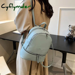 Cyflymder Fashion Women Leather Backpack High Quality Teen Girls Shoulder Bag Luxury Designer