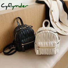 Cyflymder Fashion Women Leather Backpack Small School Bag Backpacks For Teenage Girls Double Mini