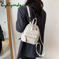 Cyflymder Fashion Women Leather Backpack Small School Bag Backpacks For Teenage Girls Double Mini