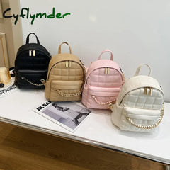 Cyflymder Fashion Women Leather Luxury Backpack Chain Teenage Girls Shoulder Bag New Designer
