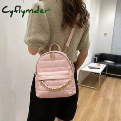 Cyflymder Fashion Women Leather Luxury Backpack Chain Teenage Girls Shoulder Bag New Designer