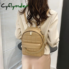 Cyflymder Fashion Women Leather Luxury Backpack Chain Teenage Girls Shoulder Bag New Designer
