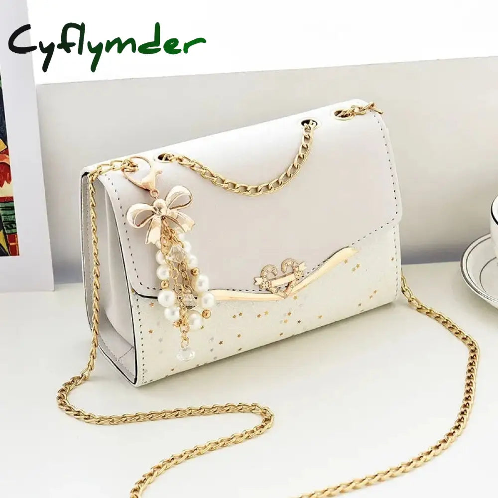 Cyflymder Fashion Women Leather Small Shoulder Underarm Bag Ladies Vintage Chain Pendant Solid
