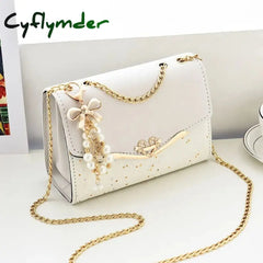Cyflymder Fashion Women Leather Small Shoulder Underarm Bag Ladies Vintage Chain Pendant Solid