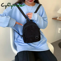 Cyflymder Fashion Women Mini Backpack Solid Color Corduroy Small Backpacks Simple Casual Student