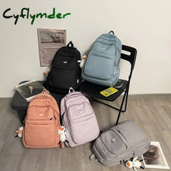 Cyflymder Fashion Women School Bags Cool Female Solid Color Black College Backpack Trendy Men