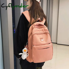 Cyflymder Fashion Women School Bags Cool Female Solid Color Black College Backpack Trendy Men