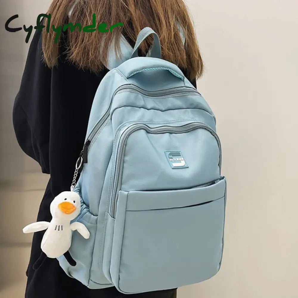 Cyflymder Fashion Women School Bags Cool Female Solid Color Black College Backpack Trendy Men