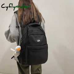 Cyflymder Fashion Women School Bags Cool Female Solid Color Black College Backpack Trendy Men