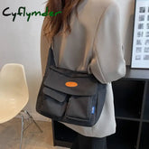 Cyflymder Fashion Women Shoulder Bag Trendy Canvas School Bags For Girls Multiple Pockets Travel