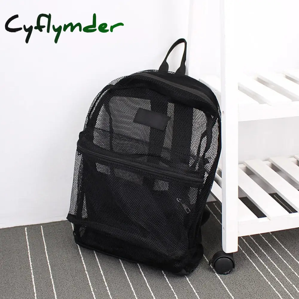 Cyflymder Fashion Women Transparent Backpack Mesh For Boys And Girls Light Weight Rucksack Travel