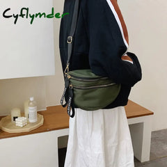 Cyflymder Fashion Women Waist Bag Fanny Pack Large Capacity Crossbody Chest Bags Banana Pu Leather