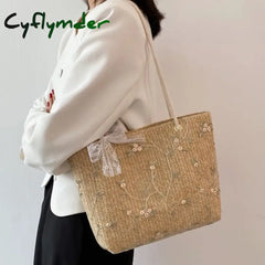 Cyflymder Fashion Woven Handbags For Women All-Match Women’s Bag Portable Bucket Luxury Designer