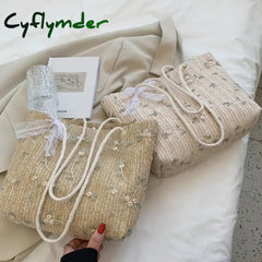 Cyflymder Fashion Woven Handbags For Women All-Match Women’s Bag Portable Bucket Luxury Designer