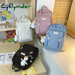 Cyflymder Fashion Zipper Women Backpack Female Multiple Pockets Waterproof Nylon Travel Bag High