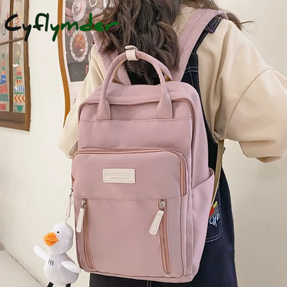Cyflymder Fashion Zipper Women Backpack Female Multiple Pockets Waterproof Nylon Travel Bag High