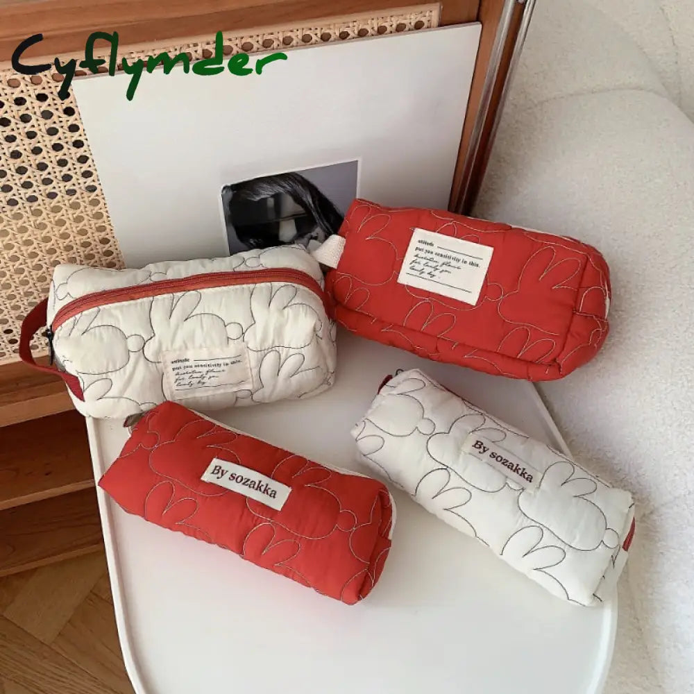 Cyflymder Fashon Pencil Case Ins Simplicity Cute Rabbit Style Bag Portable High Capacity Stationery