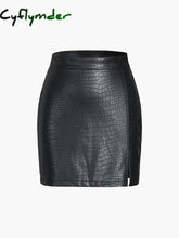 Cyflymder- Faux Leather Textured Mini Skirt Black / S Skirts