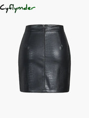 Cyflymder- Faux Leather Textured Mini Skirt Skirts