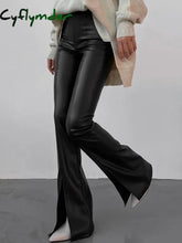 Cyflymder- Faux Leather Zippered Flare Pants Black / Xs
