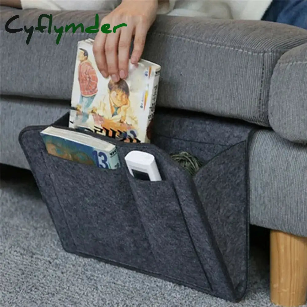 Cyflymder Felt Bedside Storage Bag Organizer Bed Desk Sofa Tv Remote Control Hanging Caddy Couch