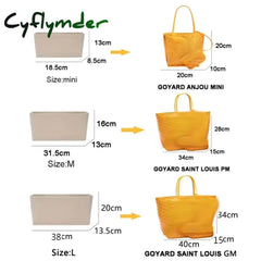 Cyflymder Felt Insert Bag Cosmetic Organizer For Goyard Tote Makeup Bags With Zipper Inner Pouch