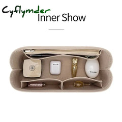 Cyflymder Felt Insert Bag Cosmetic Organizer For Goyard Tote Makeup Bags With Zipper Inner Pouch