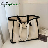 Cyflymder Female Canvas Bag Student Sweet Hit Color Patchwork Shoulder Casual High Capacity Shopper