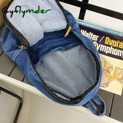 Cyflymder Female Canvas Travel Denim Book Bag Ladies Kawaii Backpack Women Leisure School Girls