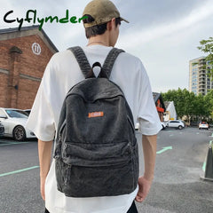 Cyflymder Female Canvas Vintage College Backpack Women Laptop Denim School Fashion Girl Travel