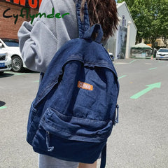 Cyflymder Female Canvas Vintage College Backpack Women Laptop Denim School Fashion Girl Travel