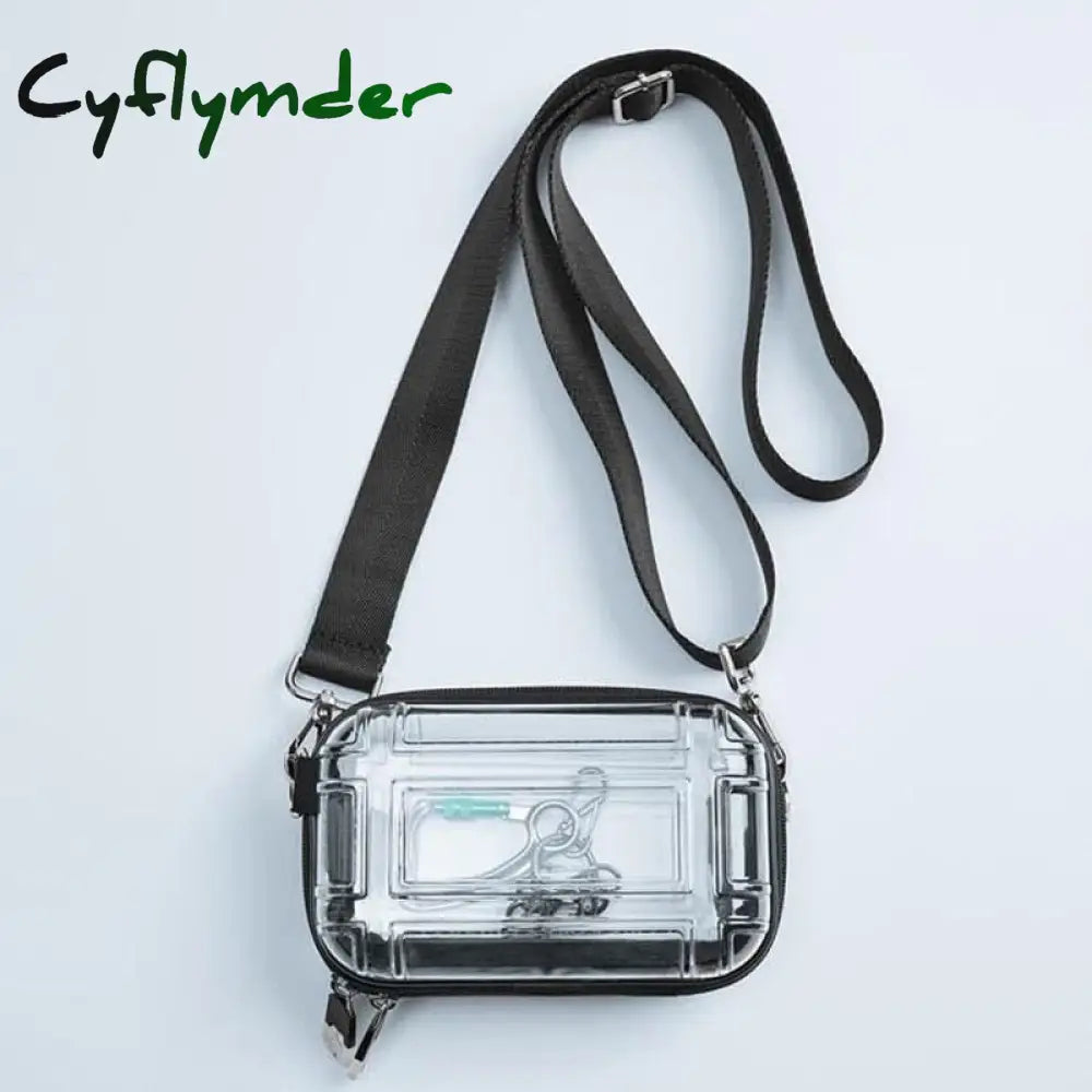 Cyflymder Female Crossbaody Bag Transparent Pc Cosmetic Design Suitcase Zipper Shoulder Messenger