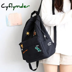 Cyflymder Female Cute Embroidery Backpack Women Harajuku School Bag Teenage Book Ladies Kawaii