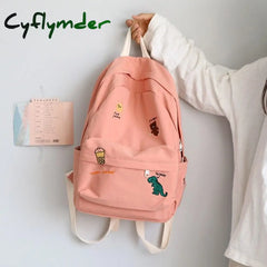 Cyflymder Female Cute Embroidery Backpack Women Harajuku School Bag Teenage Book Ladies Kawaii