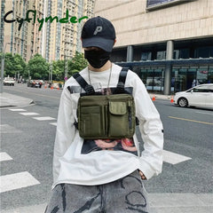 Cyflymder Female Hip-Hop Tactical Street Fashion Features Gray Army Green Chest Bag Men’s