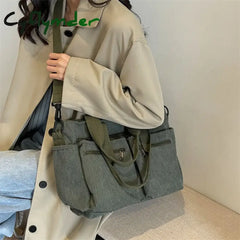 Cyflymder Female Large Capacity Corduroy Tote Bag New Korean Style Fashion Women Shoulder Crossbody Bag Worker Commuter