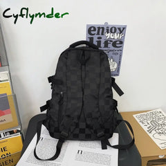 Cyflymder Female Men High Capacity Travel Book Bag Girl Boy Lattice Schoolbag Male Women Plaid