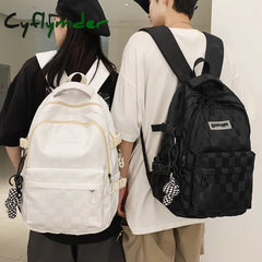 Cyflymder Female Men High Capacity Travel Book Bag Girl Boy Lattice Schoolbag Male Women Plaid