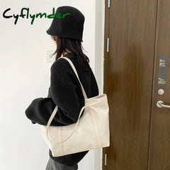 Cyflymder Female Tote Bag Ladies Large Capacity Oxford Bags Shoulder Handbag Waterproof Solid Color