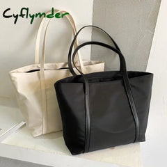Cyflymder Female Tote Bag Ladies Large Capacity Oxford Bags Shoulder Handbag Waterproof Solid Color