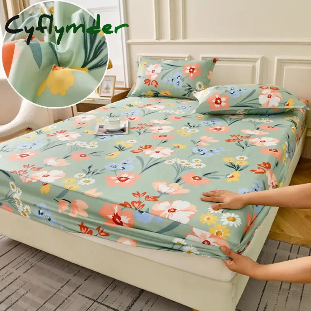Cyflymder Fitted Sheet Set Floral Style Bed Cover Pillowcase постельное бельё набор Home Elastic Bedsheet Skin-friendly