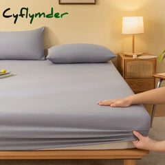 Cyflymder Fitted Sheet Solid Color Mattress Cover With Elastic Band Bed Sheet Single Double Queen Size Bedsheet High