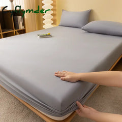 Cyflymder Fitted Sheet Solid Color Mattress Cover With Elastic Band Bed Sheet Single Double Queen Size Bedsheet High