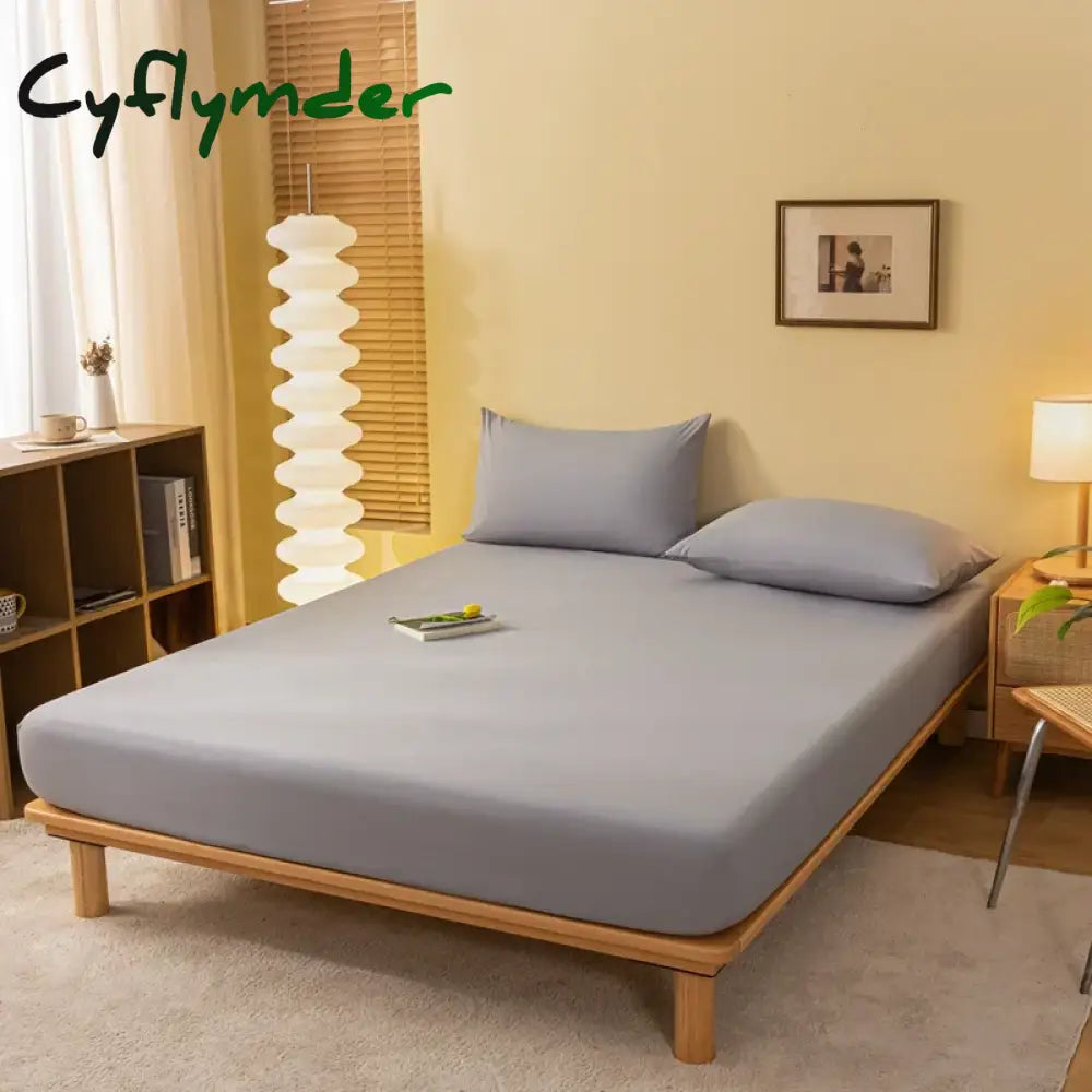 Cyflymder Fitted Sheet Solid Color Mattress Cover With Elastic Band Bed Sheet Single Double Queen Size Bedsheet High