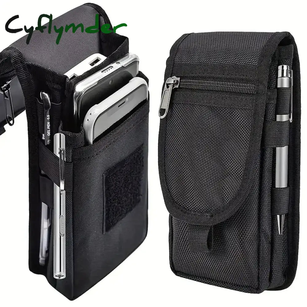 Cyflymder Flip Phone Bag with Three Compartments for Casual Pen Insertion and Waist Hanging Men’s Belt Loop Pouch Large