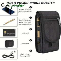 Cyflymder Flip Phone Bag with Three Compartments for Casual Pen Insertion and Waist Hanging Men’s Belt Loop Pouch Large