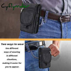 Cyflymder Flip Phone Bag with Three Compartments for Casual Pen Insertion and Waist Hanging Men’s Belt Loop Pouch Large