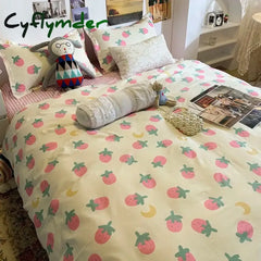 Cyflymder Floral Bedding Set with Duvet Cover No Filling Flat Sheet with Pillowcases 2024 New Kids Queen Full Size Boys