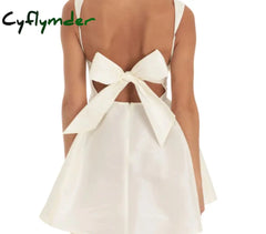 Cyflymder - Floral Lace Tie Back Short Dress Dresses