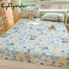 Cyflymder Floral Style Fitted Sheet Pure Cotton Bed Cover sabanas Adults Kids Bed Sheets Soft Bed Linen for Home